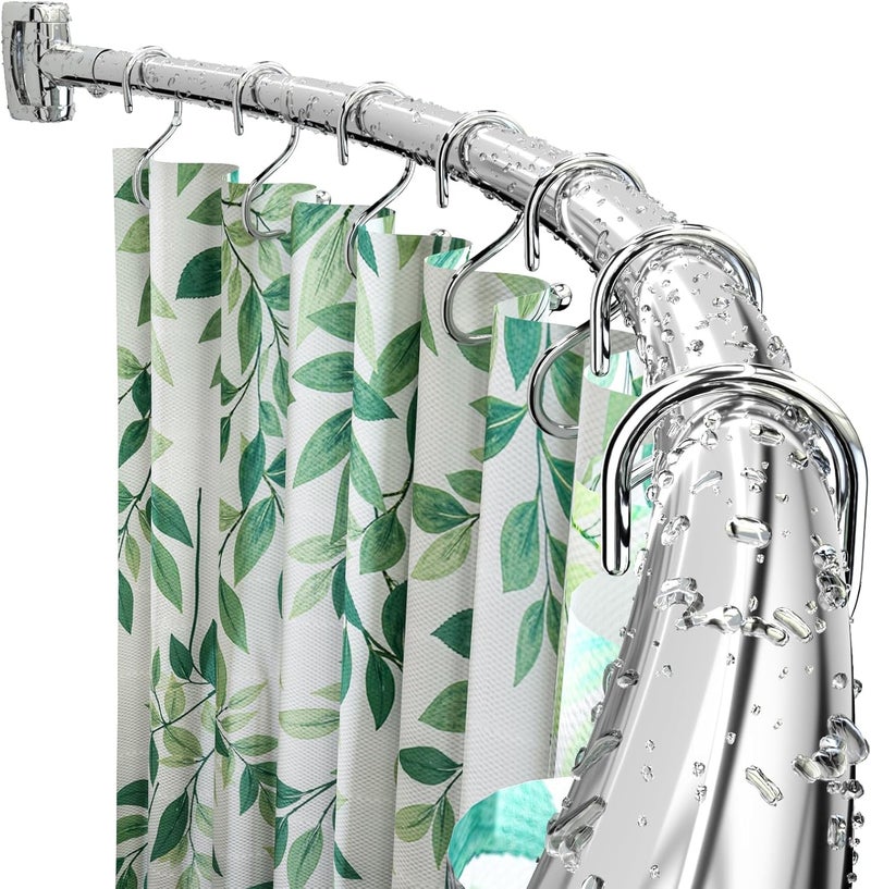 YNL Curved Shower Curtain Rod 35-82In(2.9-6.8Ft), Brushed Nickel Rounded Rustproof Shower Rod for Bathroom Bathtub, Arched Shower Rod, Never Rust|Extra Space|Non-Slip|Expandable|Need to Drill - Image 1